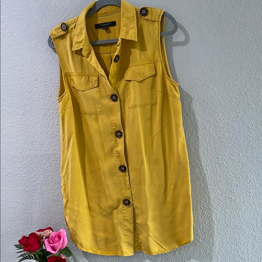 Yellow Sleeveless Button-Up Top
